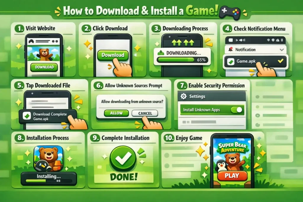Super Bear Adventure MoD APK Latest Version 3 Step by step guide to download Super Bear Adventure MOD APK