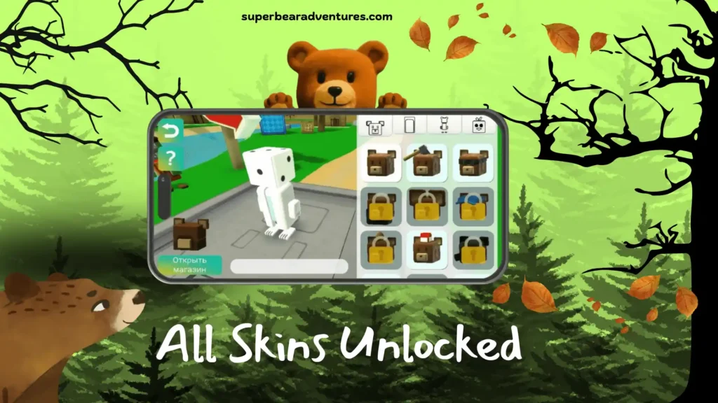 Super Bear Adventure MoD APK Latest Version 9 All skins are unlcoked in SBA MOD APK