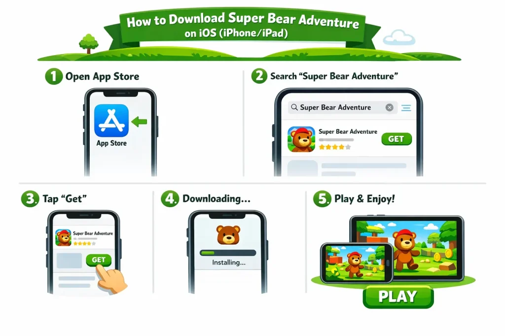 Download Super Bear Adventure iOS Latest Version 3 Step by step guide to download Super bear adventure iOS