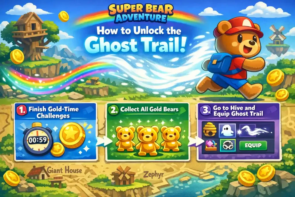 How to Unlock Ghost Trail in Super Bear Adventure | Complete Rainbow Guide 2 How to Unlock the Ghost Trail in Super Bear Adventure? Step by step guide.