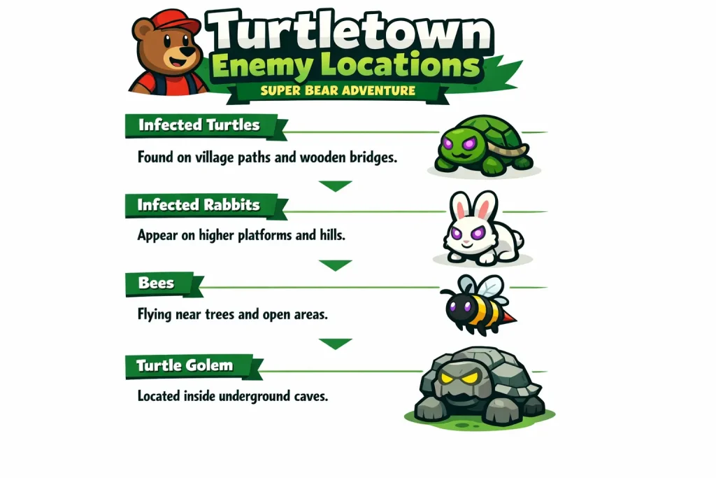 All Turtletown Enemies in Super Bear Adventure and How to Defeat Them 3 All Turtletown Enemies in Super Bear Adventure Locations