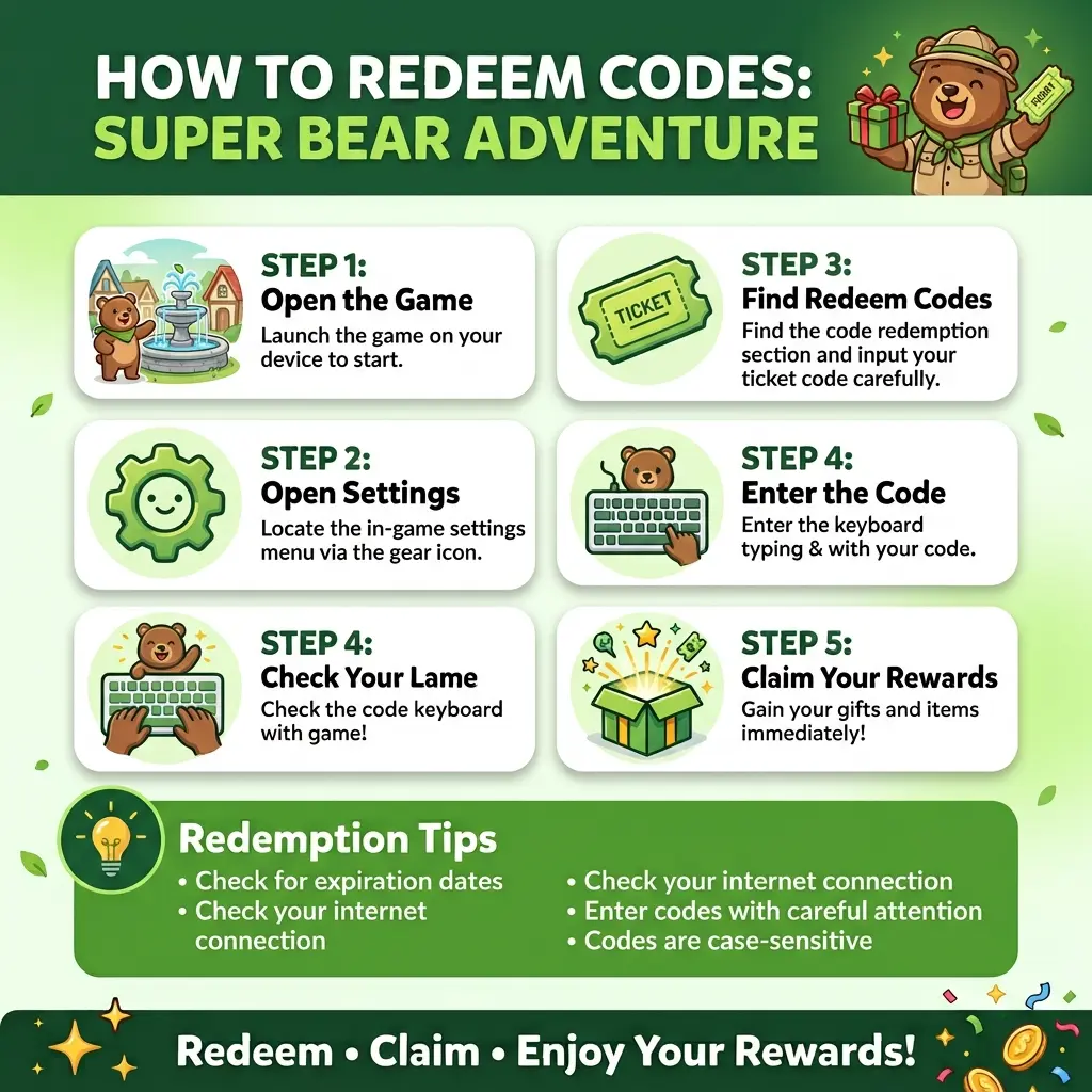 Super Bear Adventure Codes 2026: Free Rewards & Secrets 2 How to Redeem Codes in Super Bear Adventure?